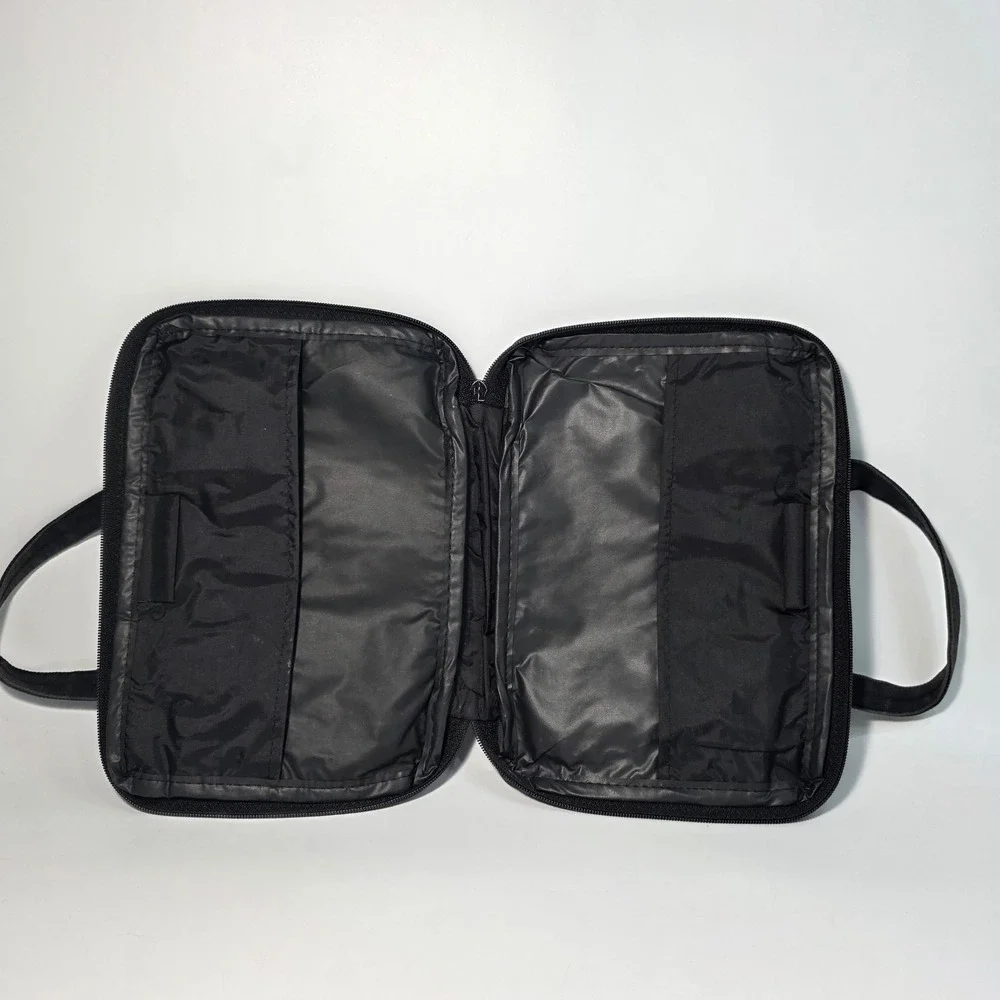 Vintage Black Canvas Needlepoint Bible Book Cover School House Handbag w/Handles